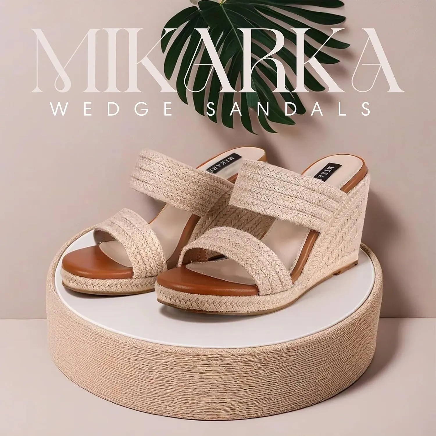 mikarka Slip On Wedge Sandals for Women Open Toe Espadrilles Platform Slides Dressy High Heel Beach Summer Sandal Comfortable Wedges Shoe Mules