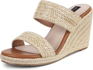 mikarka Slip On Wedge Sandals for Women Open Toe Espadrilles Platform Slides Dressy High Heel Beach Summer Sandal Comfortable Wedges Shoe Mules