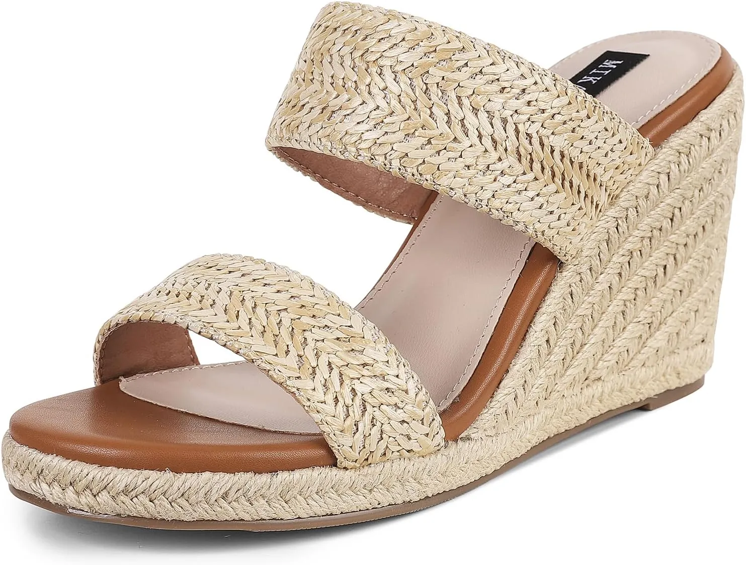 mikarka Slip On Wedge Sandals for Women Open Toe Espadrilles Platform Slides Dressy High Heel Beach Summer Sandal Comfortable Wedges Shoe Mules
