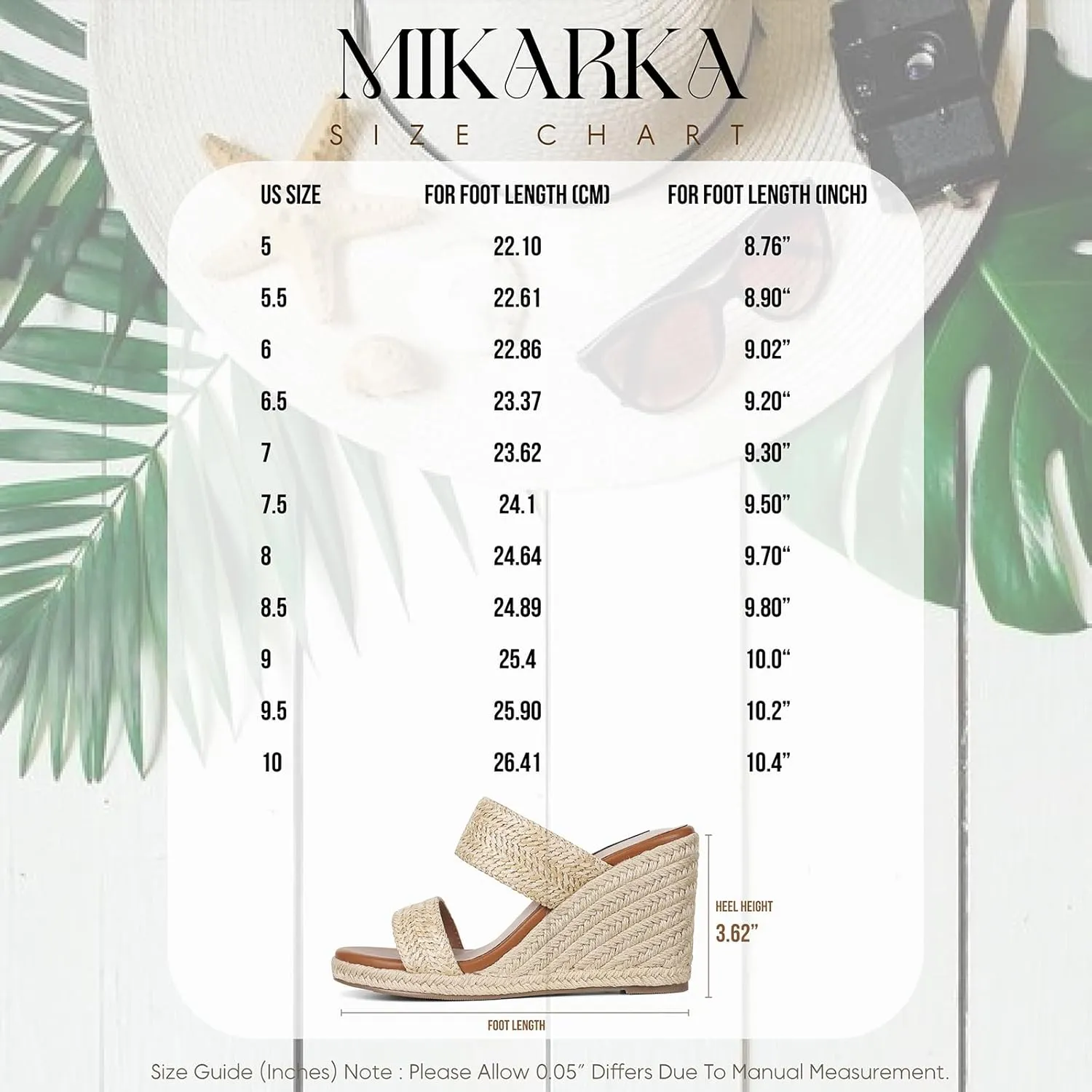 mikarka Slip On Wedge Sandals for Women Open Toe Espadrilles Platform Slides Dressy High Heel Beach Summer Sandal Comfortable Wedges Shoe Mules