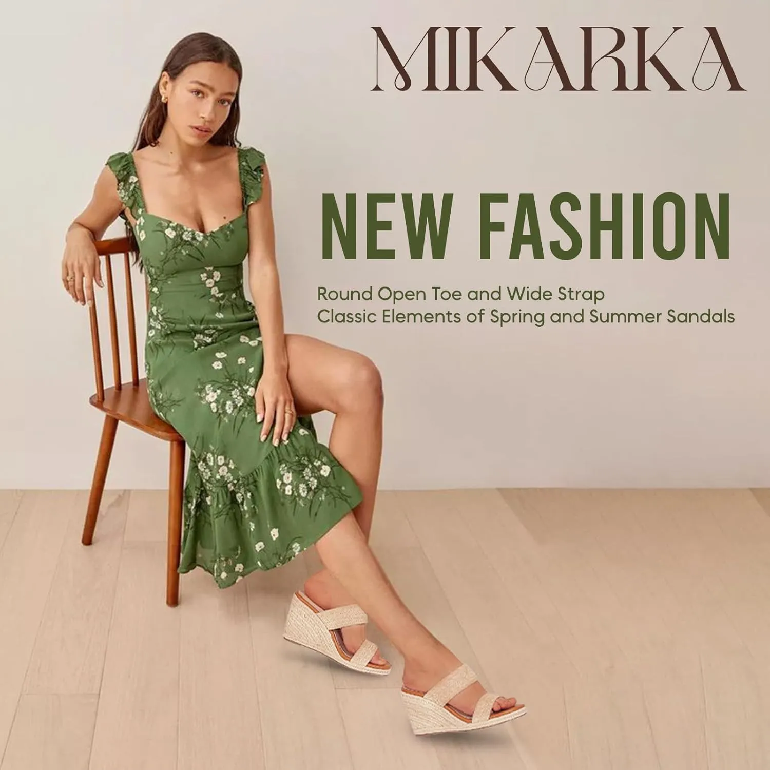 mikarka Slip On Wedge Sandals for Women Open Toe Espadrilles Platform Slides Dressy High Heel Beach Summer Sandal Comfortable Wedges Shoe Mules