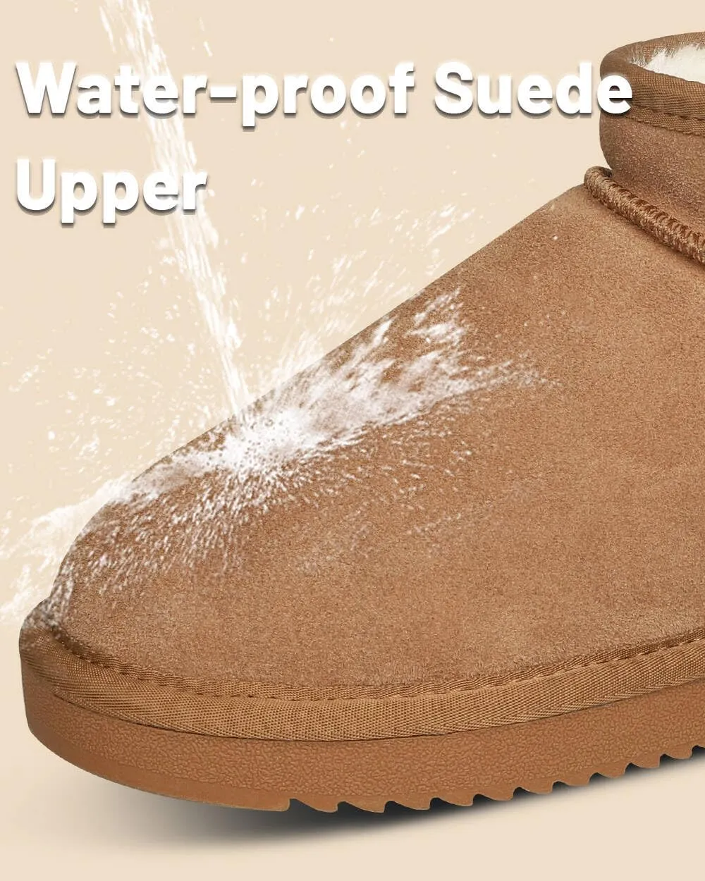 Mini Snow Boots for Women Anti-Slip Womens Boots Fur Fleece Lined Ankle Boot Winter Suede Snow Boots Indoor & Outdoor
