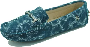 Minishion Loafers for Women Metallic Buckle Driving Shoes YB96015