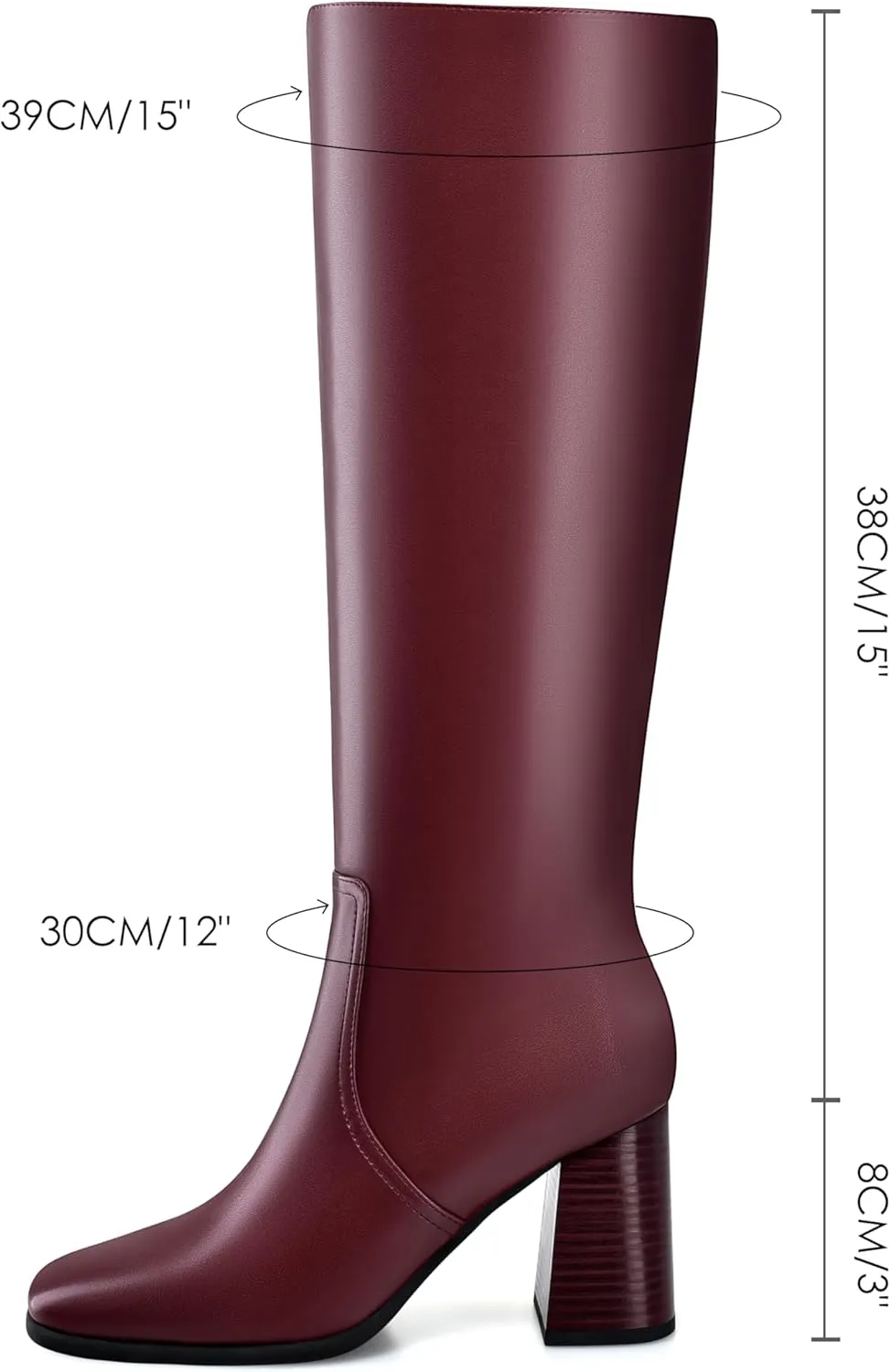 MIRAAZZURRA Knee High Boots Women Chunky Heel Square Toe Tall Boots Side Zipper Fall Winter Long Boots for Daily Party Dress Work