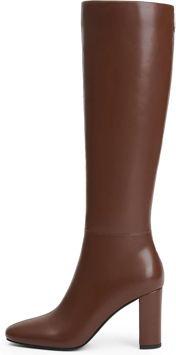 Modatope Knee High Boots for Women Chunky Heel Rounded Toe Womens Tall Boots