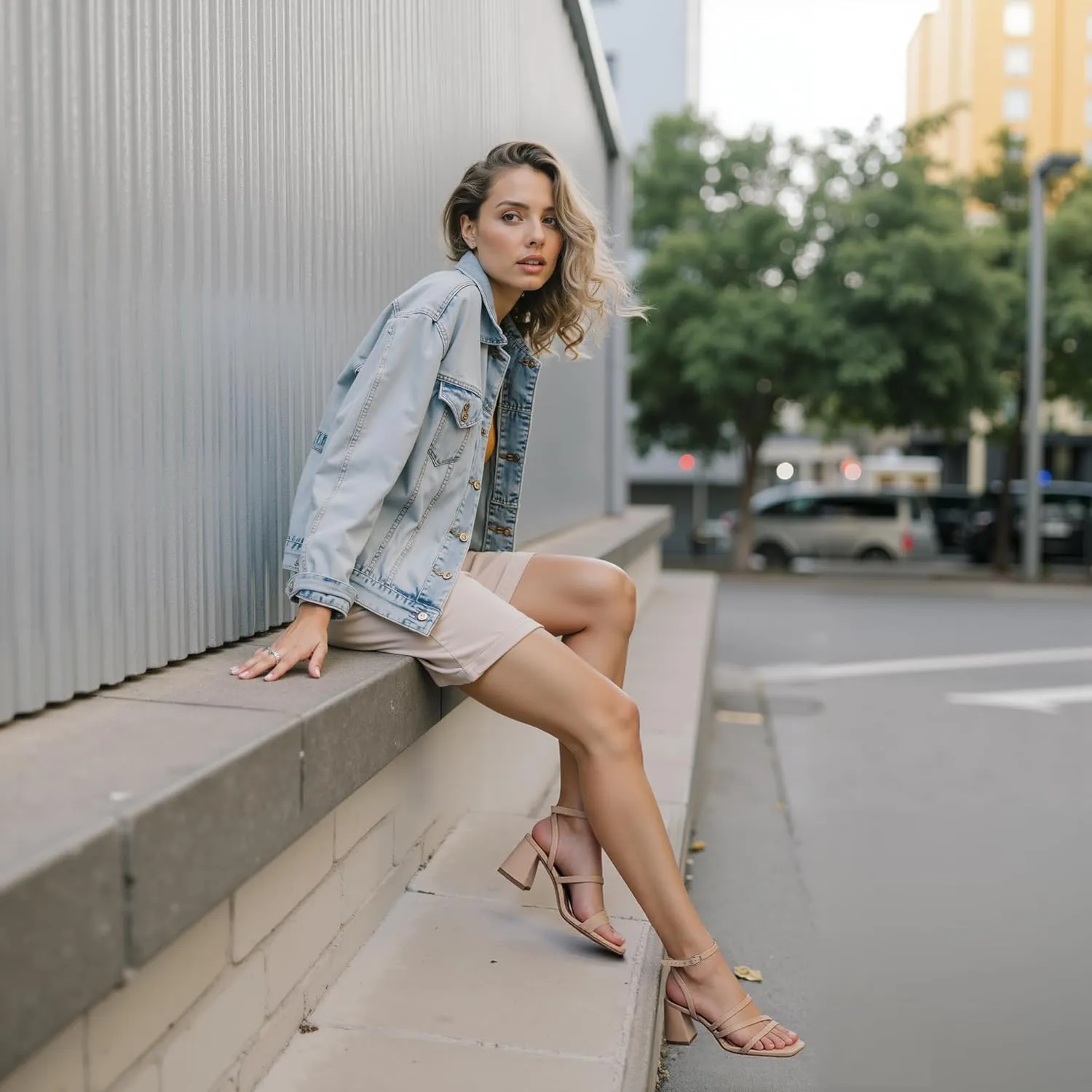 Modatope Women Heeled Sandals Strappy Heels Square Open Toe Chunky Block Heels Ankle Strap Sandals for Women Comfortable Heels