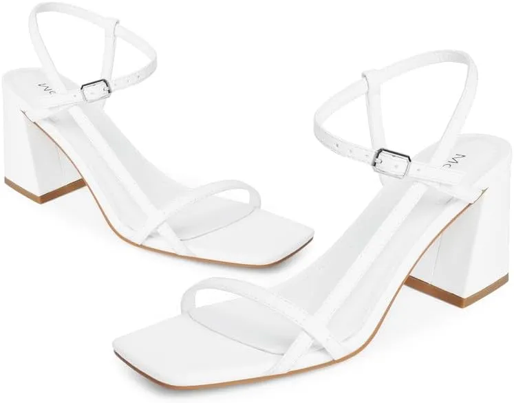 Modatope Women's Chunky Heel Square Toe Sandals - Red