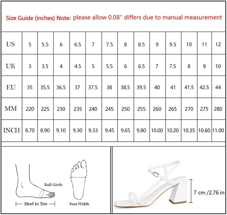 Modatope Women's Chunky Heel Square Toe Sandals - Red