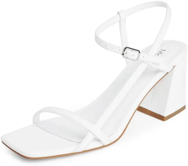 Modatope Women's Chunky Heel Square Toe Sandals - Red