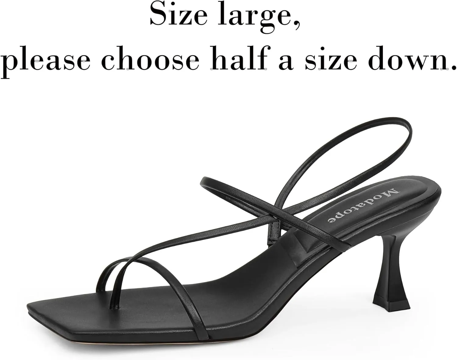Modatope Womens Kitten Heel Strappy Thong Sandals Square Open Toe Flip Flop Heels
