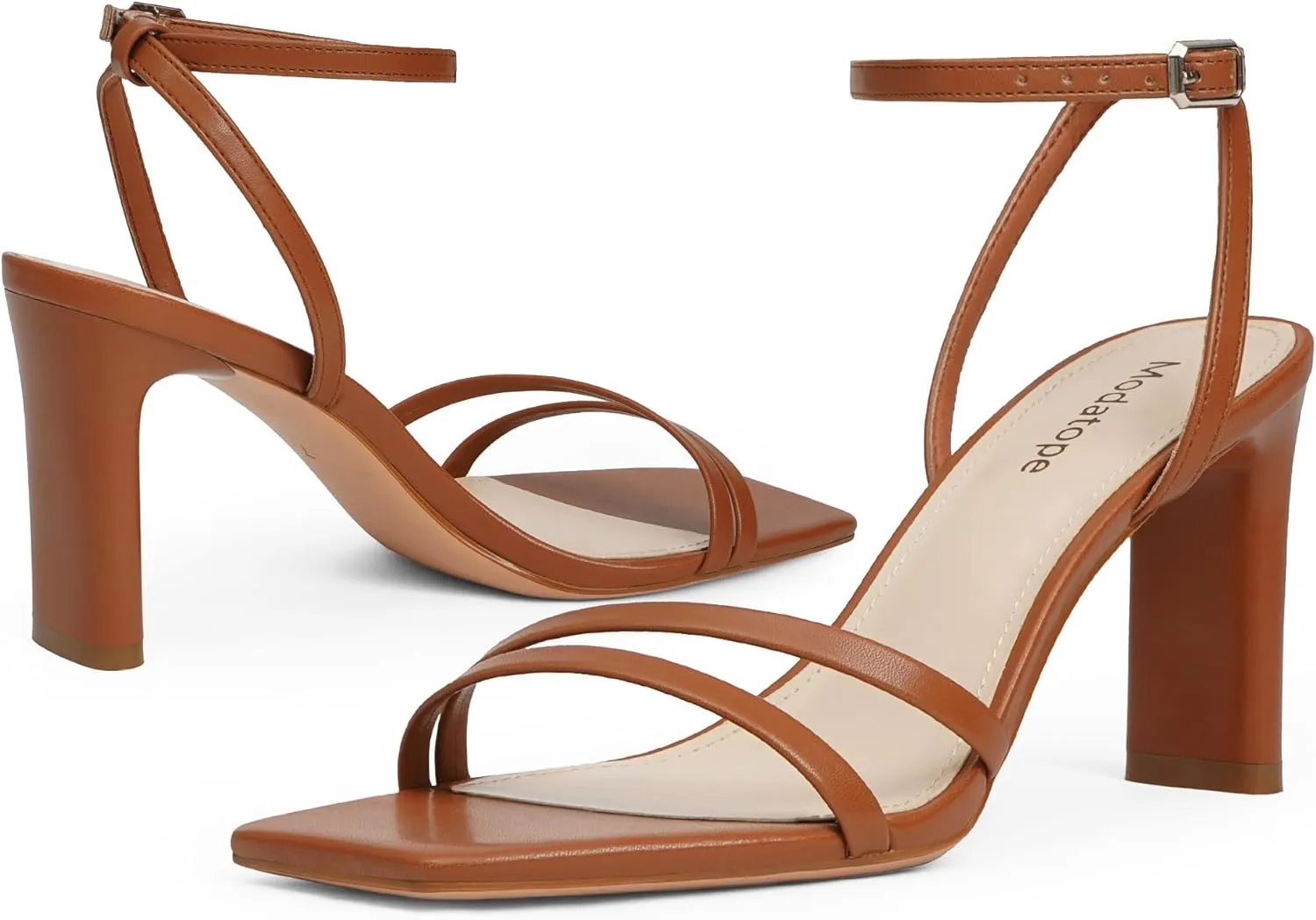 Modatope Womens Sandals Square Open Toe Chunky High Heels Strappy Ankle Strap Sandals Comfort Dress Party Shoes