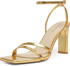 Modatope Womens Sandals Square Open Toe Chunky High Heels Strappy Ankle Strap Sandals Comfort Dress Party Shoes