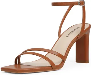 Modatope Womens Sandals Square Open Toe Chunky High Heels Strappy Ankle Strap Sandals Comfort Dress Party Shoes