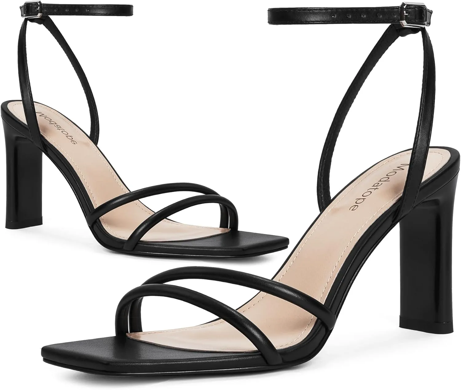Modatope Womens Sandals Square Open Toe Chunky High Heels Strappy Ankle Strap Sandals Comfort Dress Party Shoes