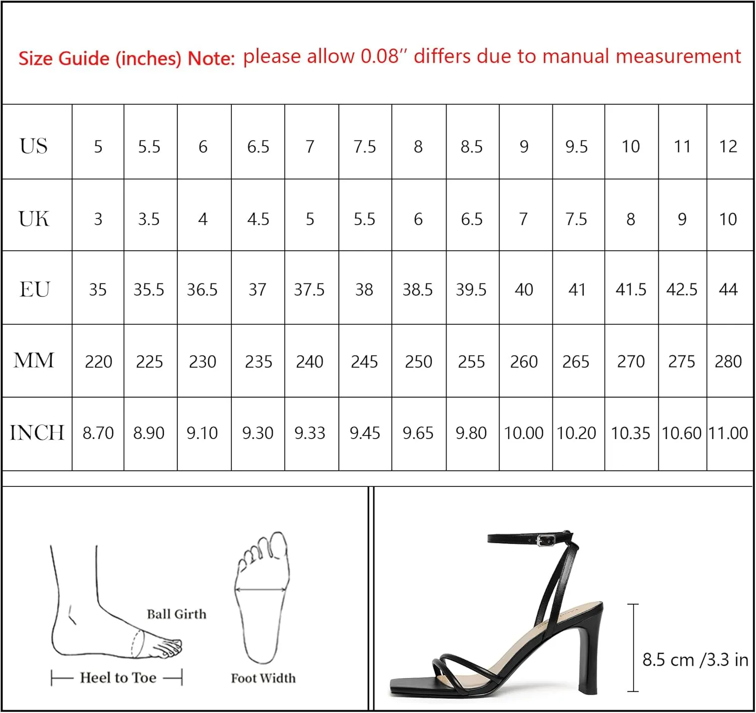Modatope Womens Sandals Square Open Toe Chunky High Heels Strappy Ankle Strap Sandals Comfort Dress Party Shoes