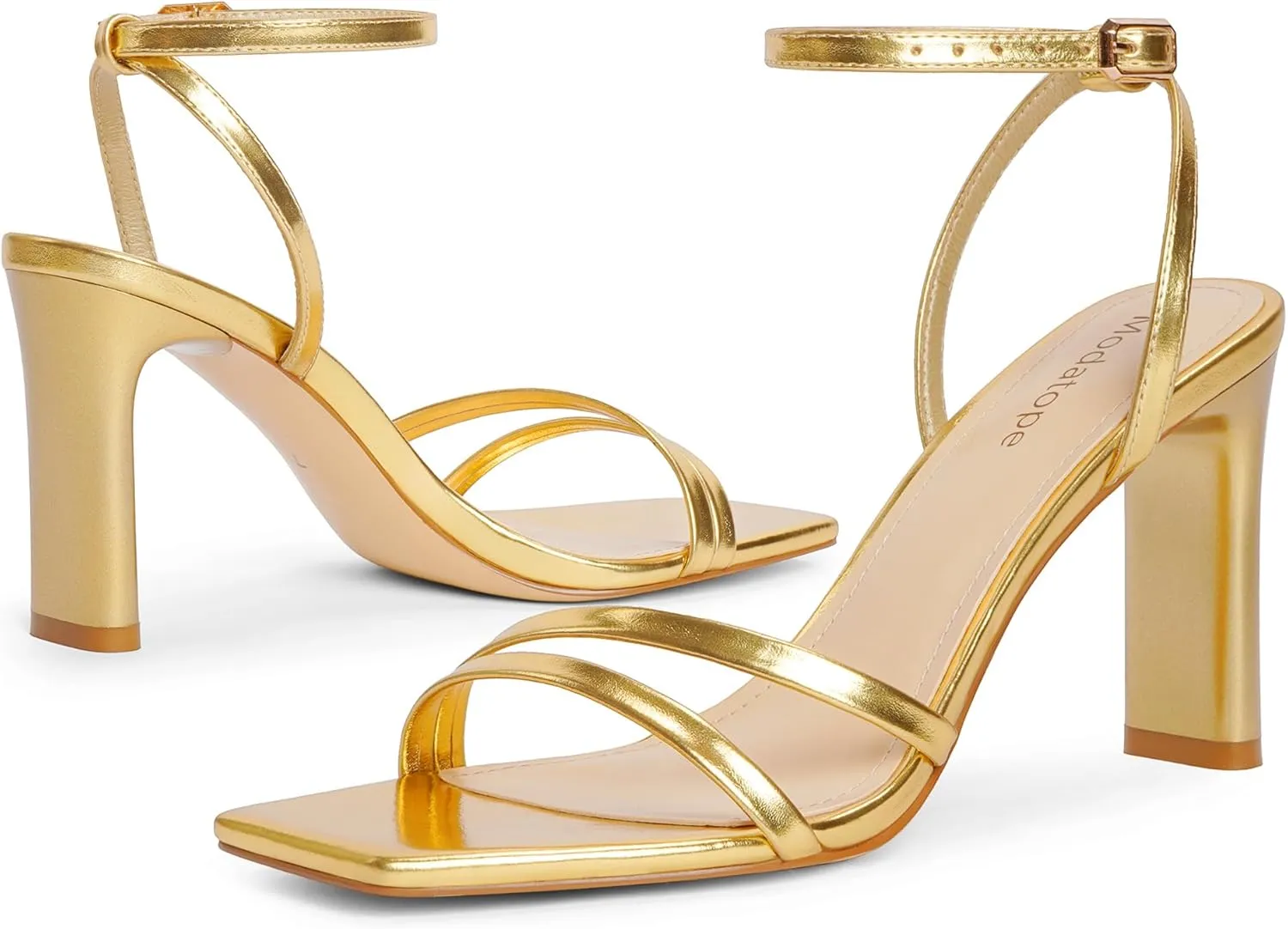 Modatope Womens Sandals Square Open Toe Chunky High Heels Strappy Ankle Strap Sandals Comfort Dress Party Shoes
