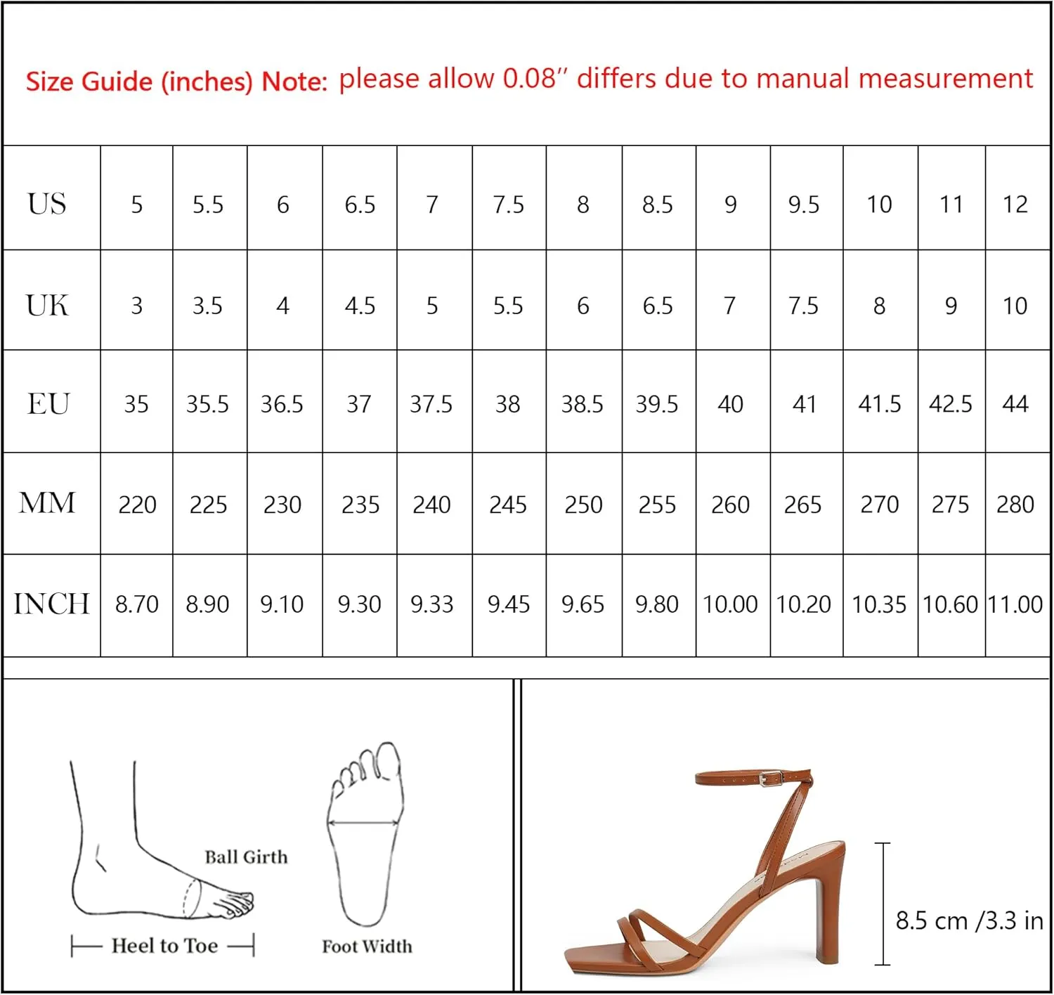 Modatope Womens Sandals Square Open Toe Chunky High Heels Strappy Ankle Strap Sandals Comfort Dress Party Shoes