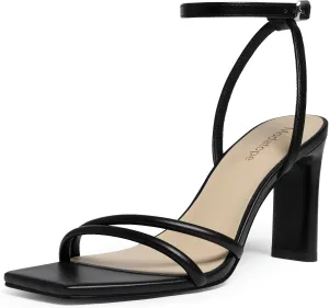 Modatope Womens Sandals Square Open Toe Chunky High Heels Strappy Ankle Strap Sandals Comfort Dress Party Shoes