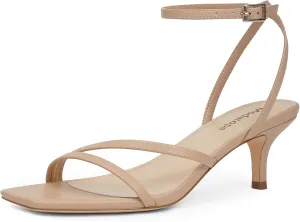 Modatope Womens Sandals Square Open Toe Kitten Heels Strappy Ankle Strap Sandals Comfort Dress Party Shoes