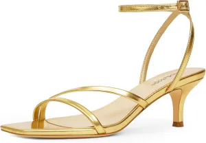 Modatope Womens Sandals Square Open Toe Kitten Heels Strappy Ankle Strap Sandals Comfort Dress Party Shoes
