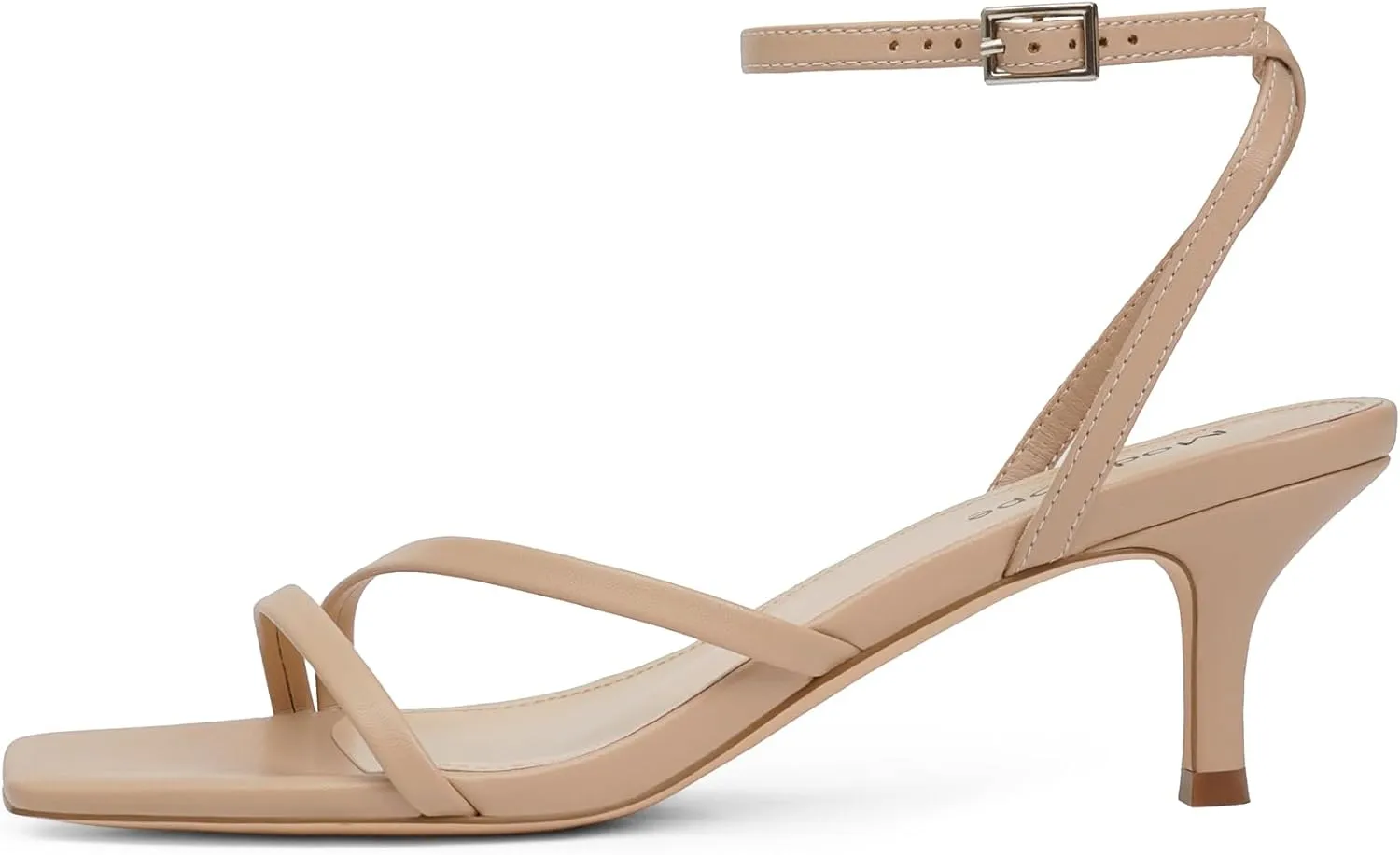 Modatope Womens Sandals Square Open Toe Kitten Heels Strappy Ankle Strap Sandals Comfort Dress Party Shoes