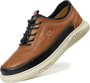 Moodeng Mens Dress Shoes Leather Causal Oxfords Lightweight Formal Business Shoes Adjustable Lacing Derby Shoes Comfortable Walking Loafers