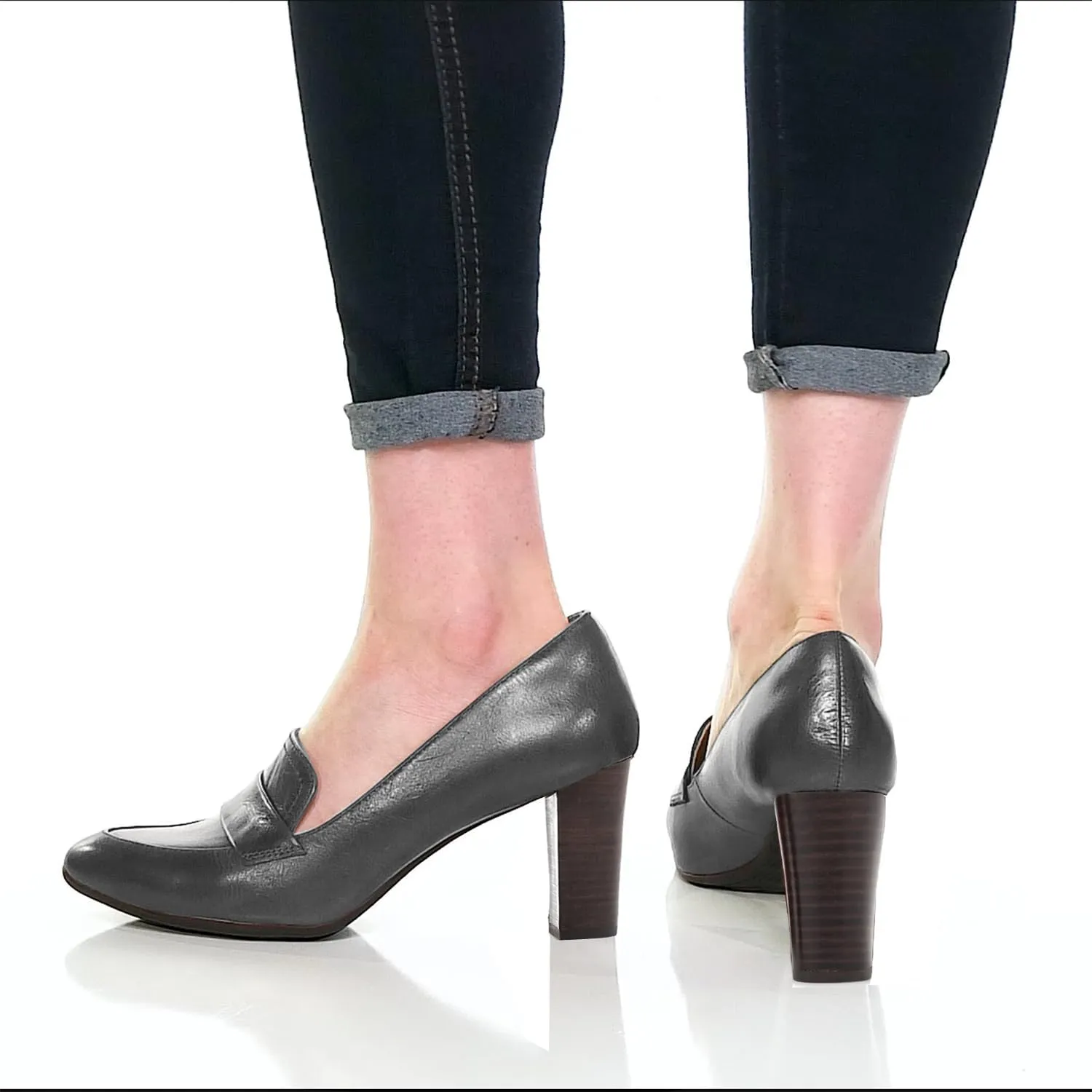 MOOMMO Women's Chunky Block Heel Pumps Round Closed Toe Slip On Oxford Loafers Shoes High Heels Snake Skin Work Pump Suede Loafer for Office Ladies Classic Formal Business Professional 4-13 M US