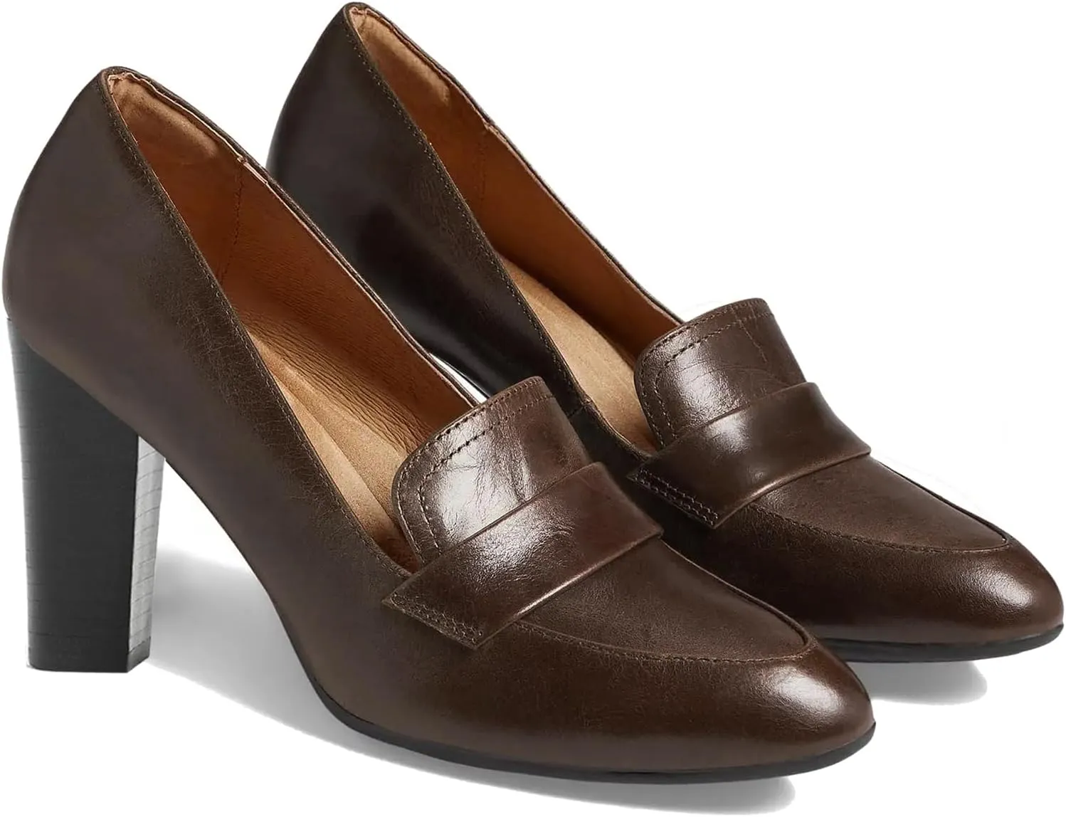 MOOMMO Women's Chunky Block Heel Pumps Round Closed Toe Slip On Oxford Loafers Shoes High Heels Snake Skin Work Pump Suede Loafer for Office Ladies Classic Formal Business Professional 4-13 M US