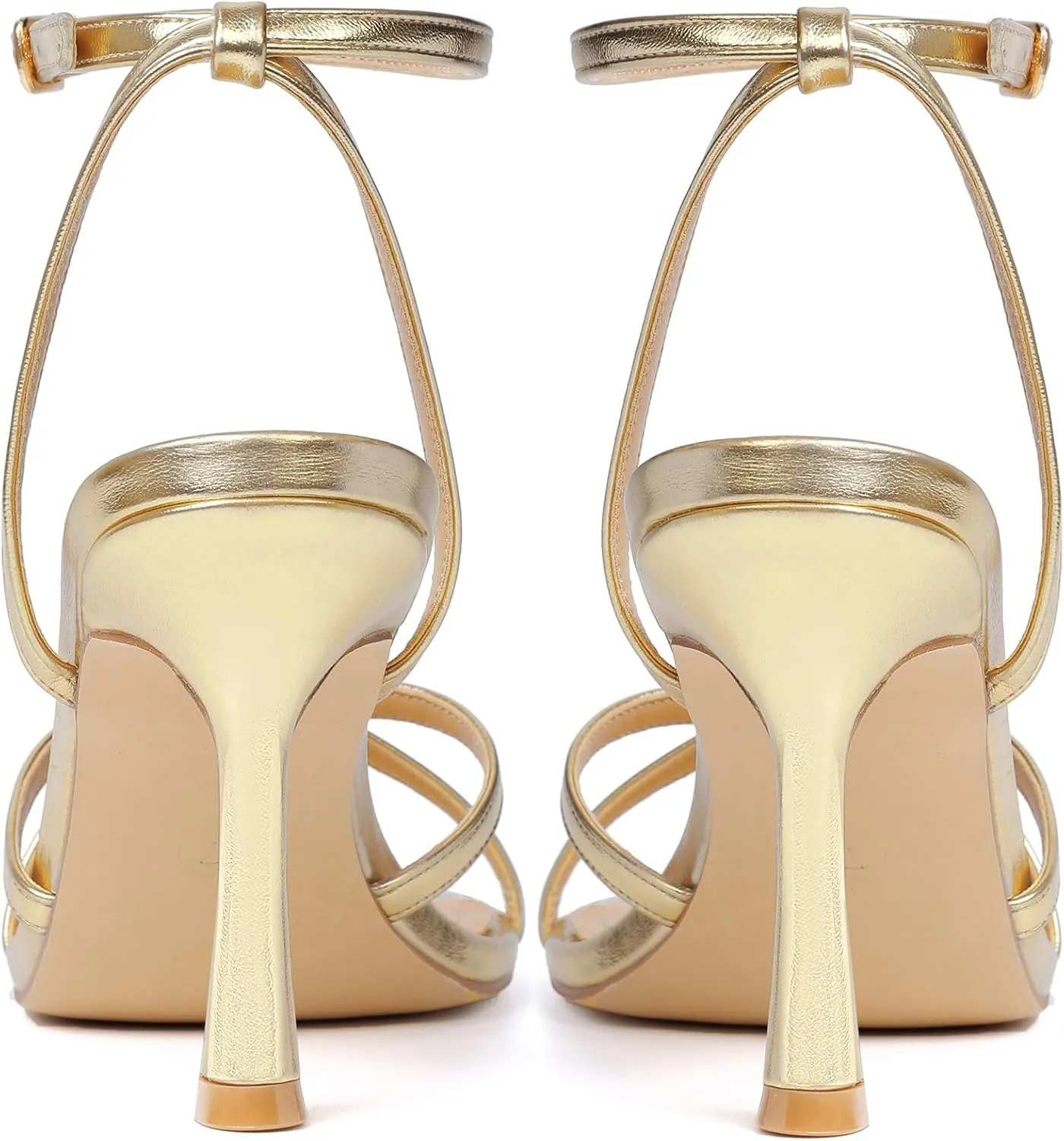 Mostrin Strappy Heels for Women Lace Up Ankle Strap Round Open Toe Stiletto High Heels Women's Heeled Sandals for Prom, Party, Daily
