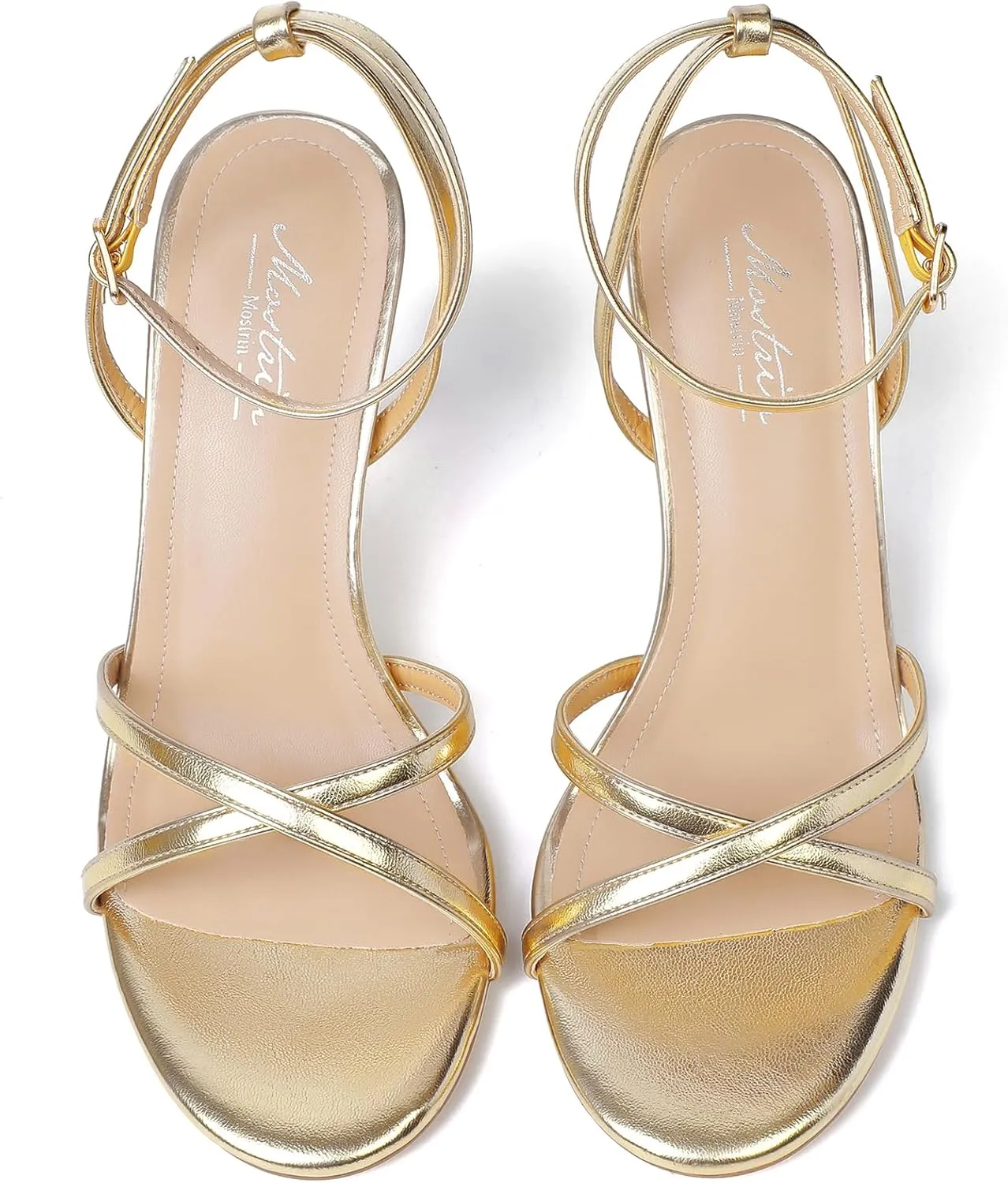 Mostrin Strappy Heels for Women Lace Up Ankle Strap Round Open Toe Stiletto High Heels Women's Heeled Sandals for Prom, Party, Daily