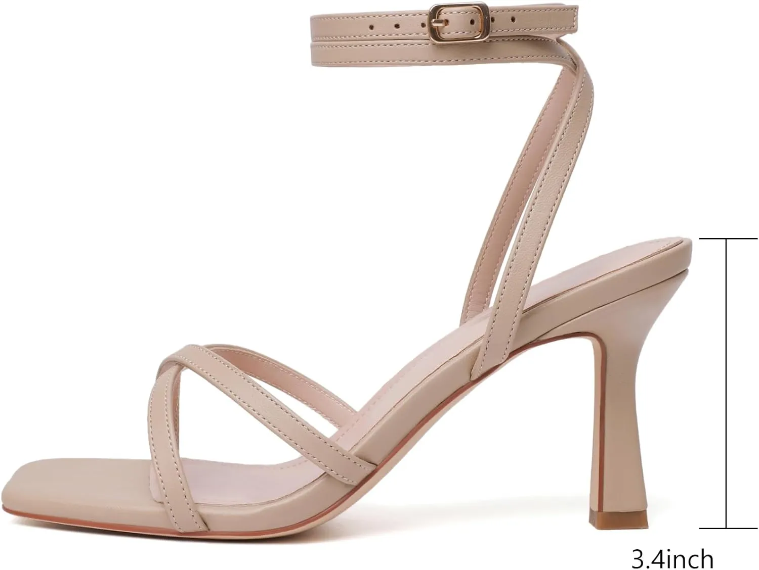 Mostrin Womens Sandals Strappy Heels for Women Ankle Strap Lace Up Heels Square Open Toe Heels Tie Up Stiletto High Heeled Sandals for Prom, Party, Daily Wear