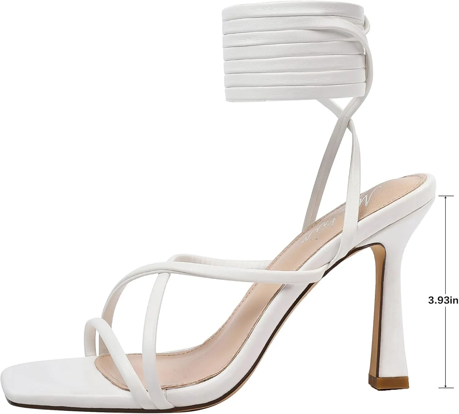Mostrin Womens Sandals Strappy Heels for Women Lace Up Square Open Toe Heels Tie Up High Heeled Sandals for Prom, Party, Daily Wear