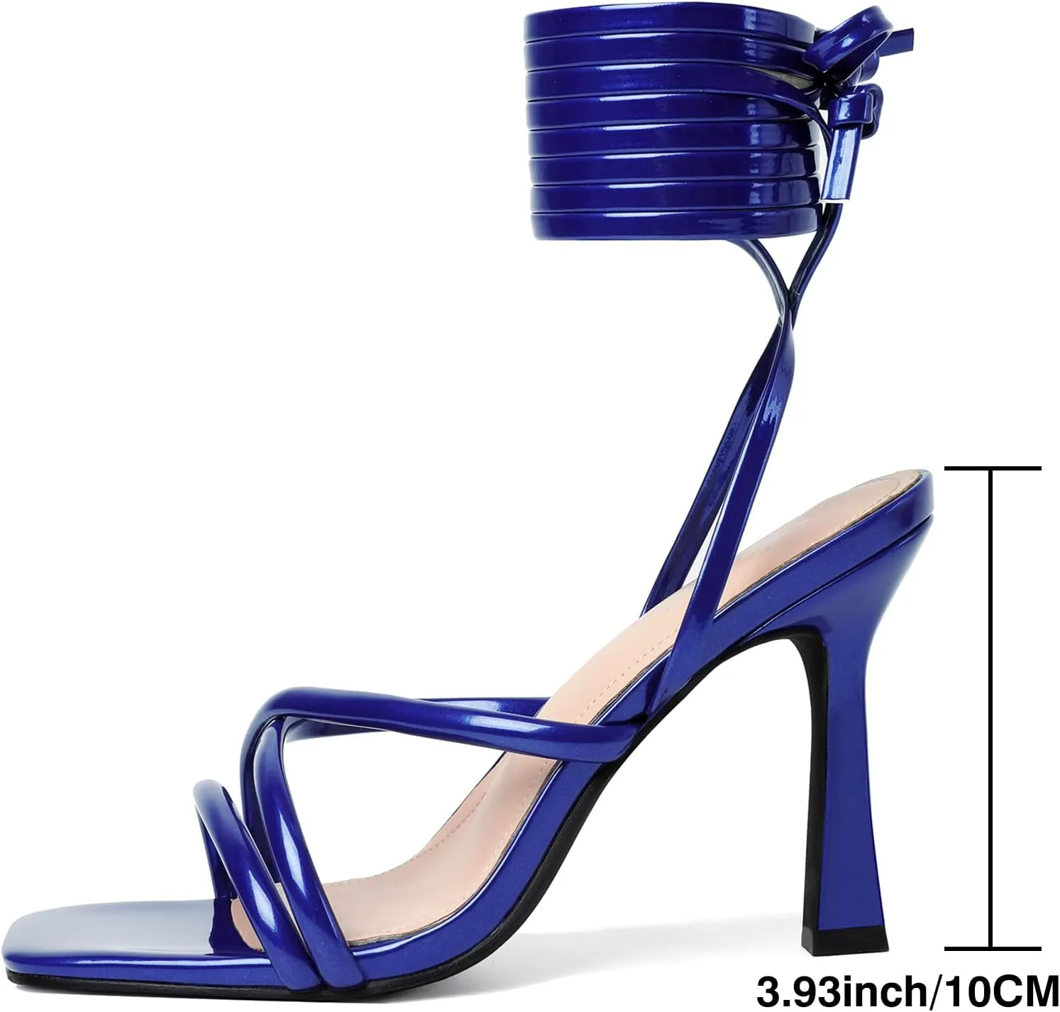 Mostrin Womens Sandals Strappy Heels for Women Lace Up Square Open Toe Heels Tie Up High Heeled Sandals for Prom, Party, Daily Wear