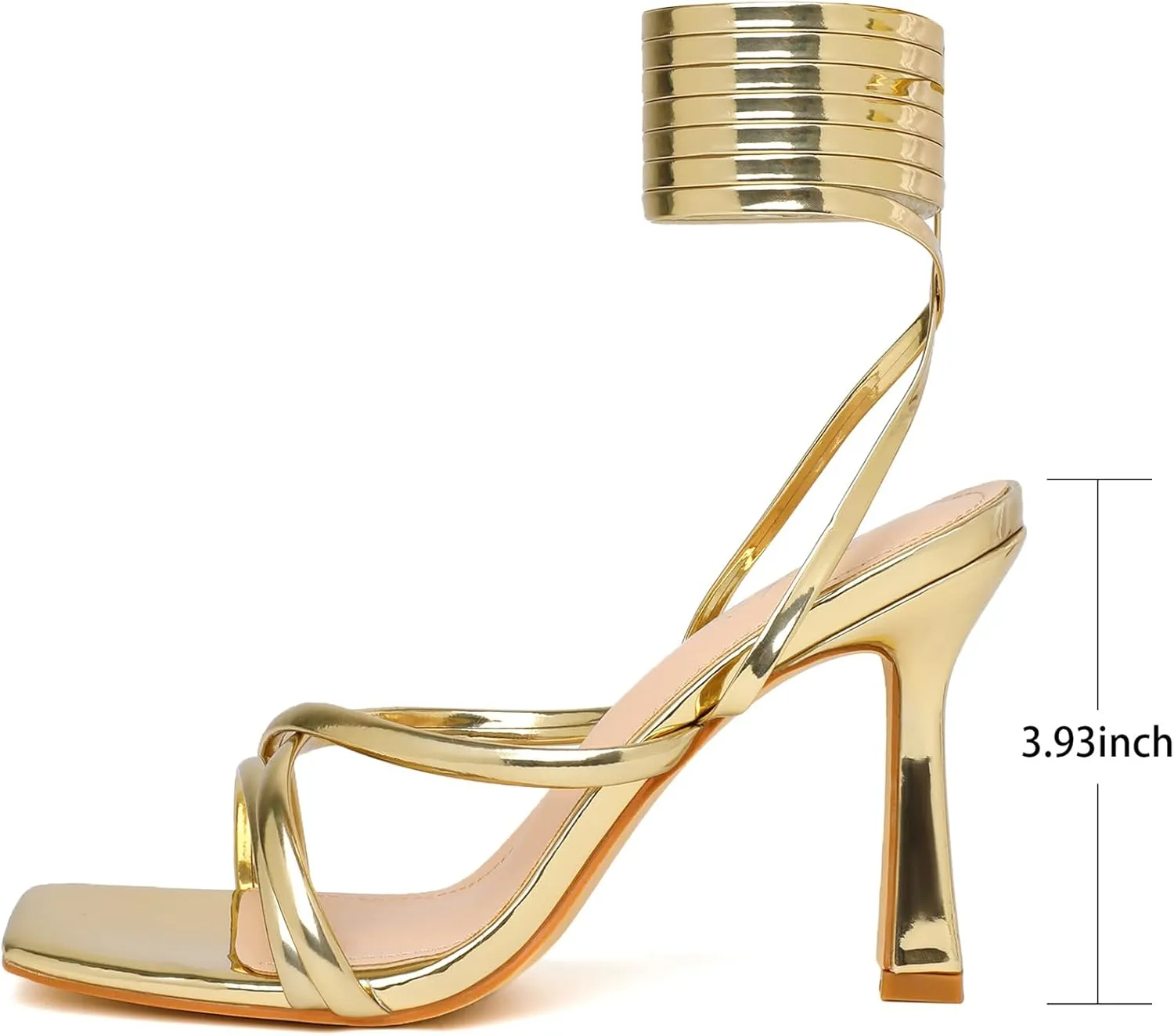 Mostrin Womens Sandals Strappy Heels for Women Lace Up Square Open Toe Heels Tie Up High Heeled Sandals for Prom, Party, Daily Wear