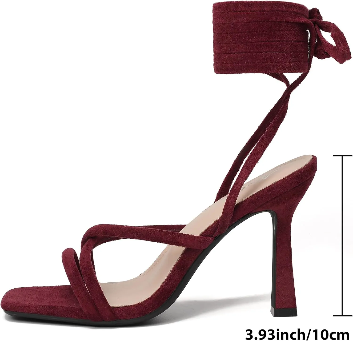 Mostrin Womens Sandals Strappy Heels for Women Lace Up Square Open Toe Heels Tie Up High Heeled Sandals for Prom, Party, Daily Wear