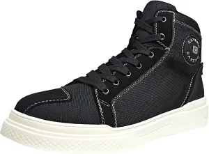 Motorcycle Shoes Men, Street Riding Sneakers, Rubber Sole with Strong Grip, Ankle Support, Extra Gear Shift Pad, Fast Release Side Zipper
