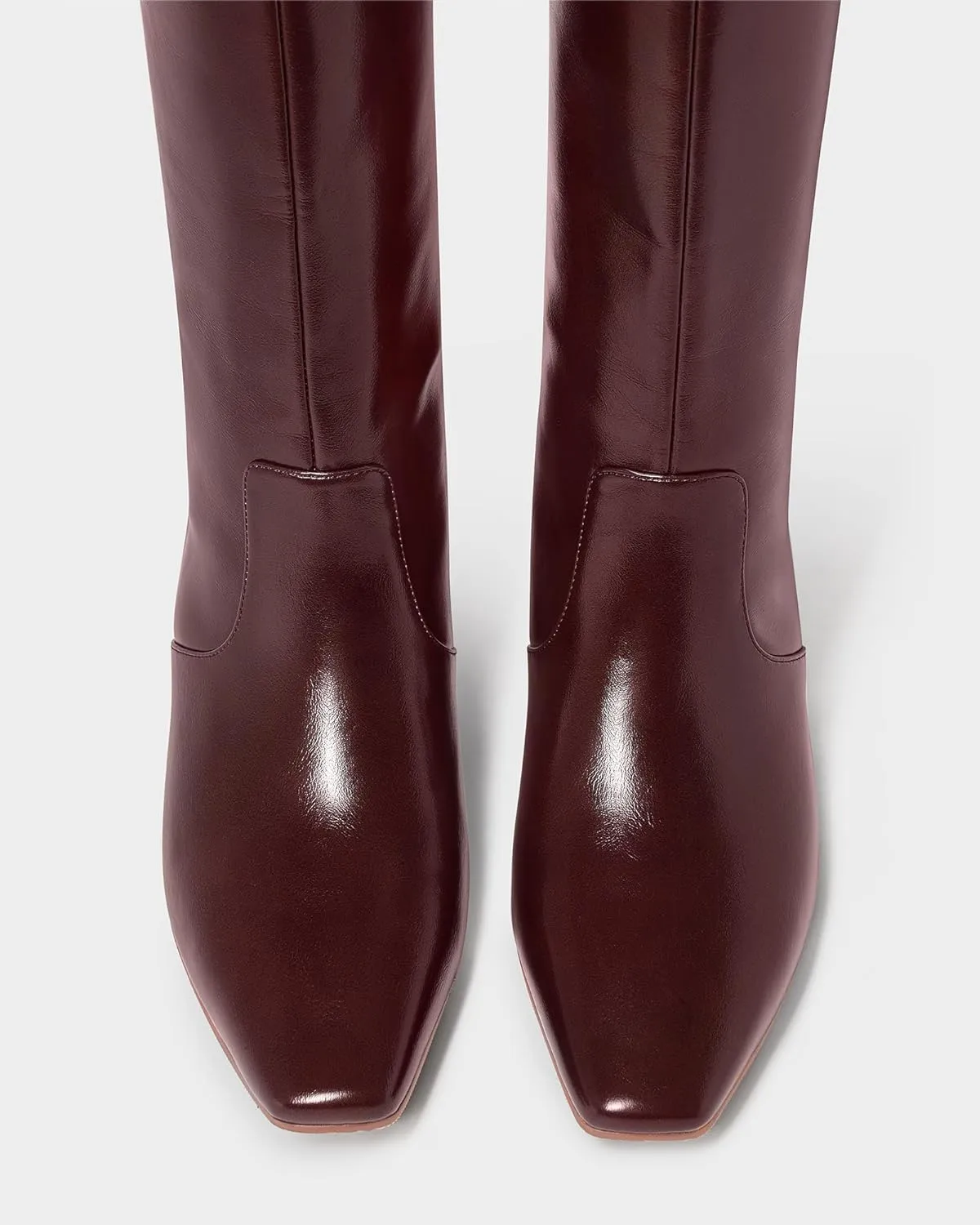 MUCCCUTE Knee High Boots - Boots for Women Square Toe Chunky Heels Tall Boots Pull-On PU Low Block Heel Long Boot