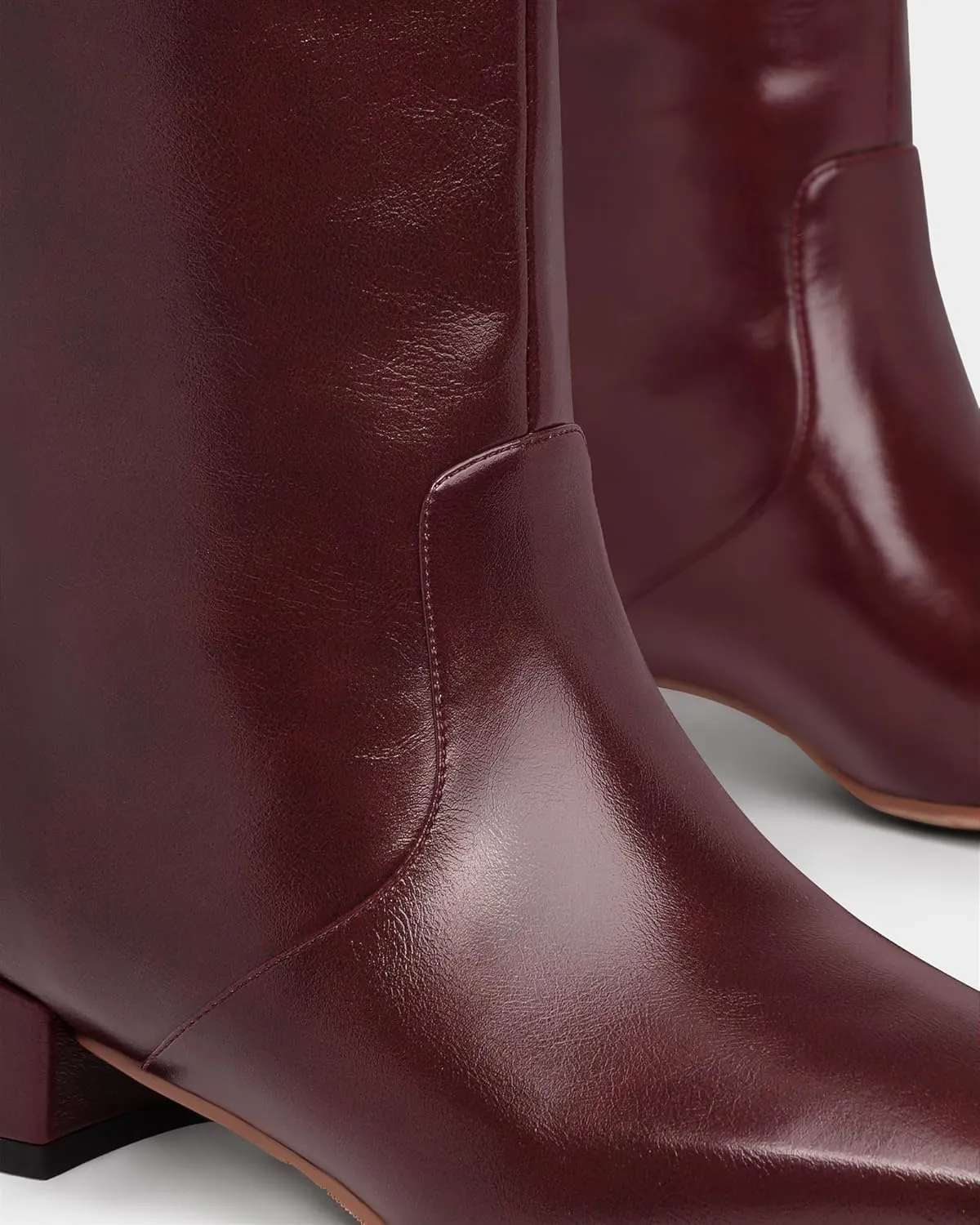 MUCCCUTE Knee High Boots - Boots for Women Square Toe Chunky Heels Tall Boots Pull-On PU Low Block Heel Long Boot
