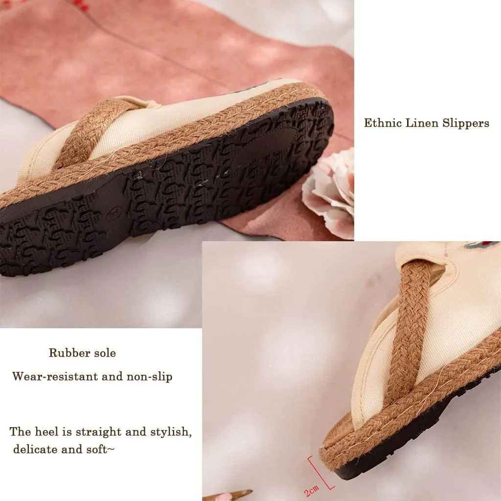 Mule Flat Espadrilles Shoes Women Slip On Slippers Summer Ethnic Style Embroidery ls Outdoor Walking Garden Clogs House Loafer for Ladies