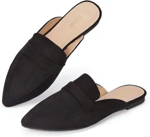 Mules for Women Flats Pointed Toe Slip On Mules Comfortable Loafer Shoes