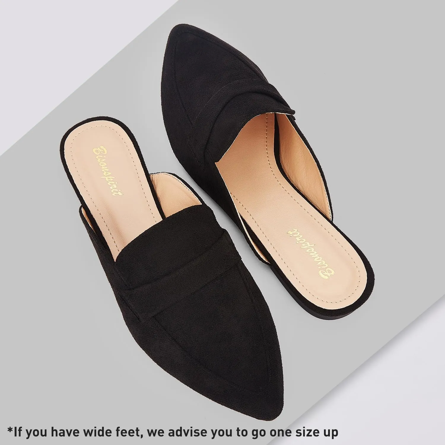 Mules for Women Flats Pointed Toe Slip On Mules Comfortable Loafer Shoes