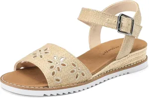 mysoft Women's Comfortable Wedge Sandals Casual Espadrilles Ankle Strap Open Toe Walking Summer Shoes