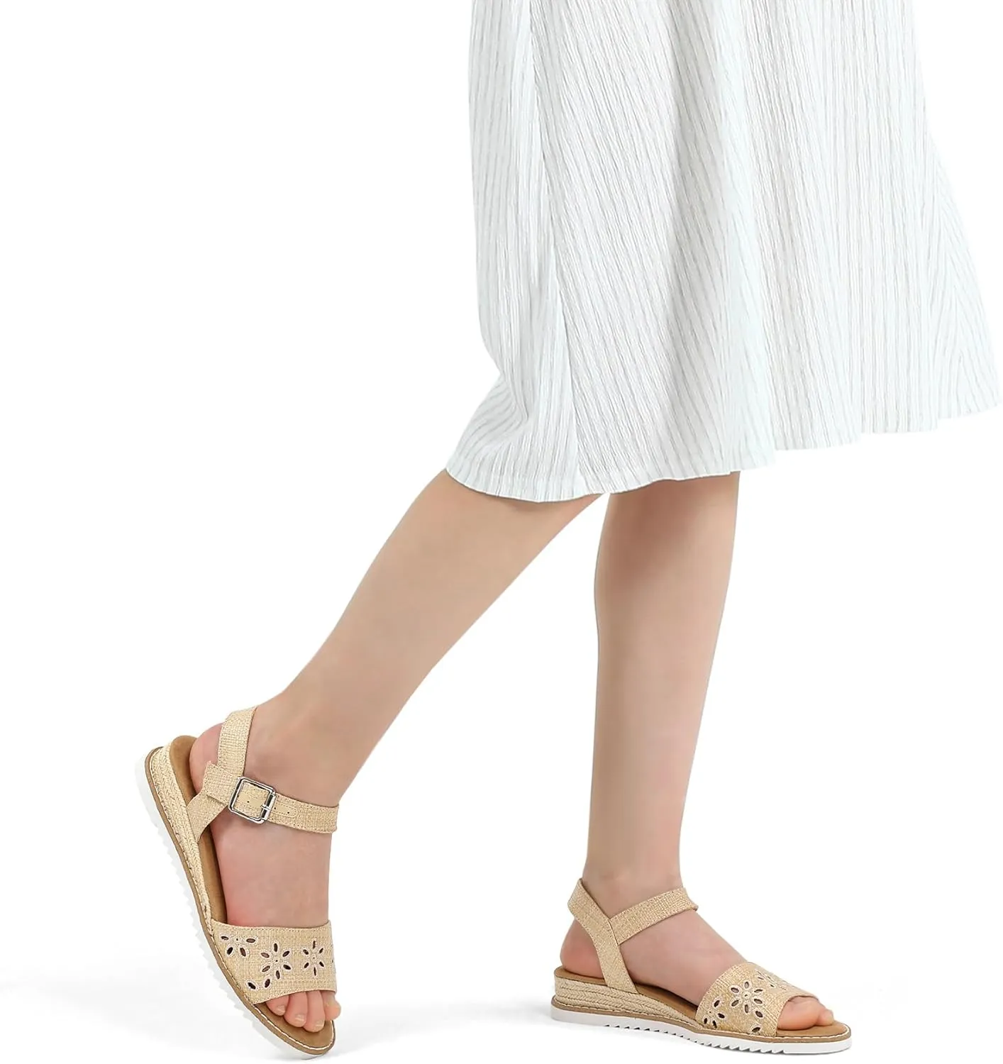 mysoft Women's Comfortable Wedge Sandals Casual Espadrilles Ankle Strap Open Toe Walking Summer Shoes