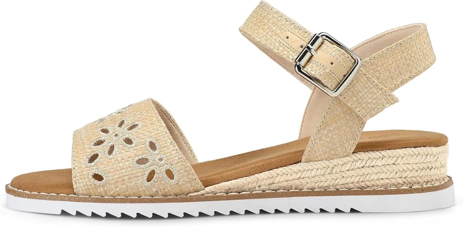 mysoft Women's Comfortable Wedge Sandals Casual Espadrilles Ankle Strap Open Toe Walking Summer Shoes