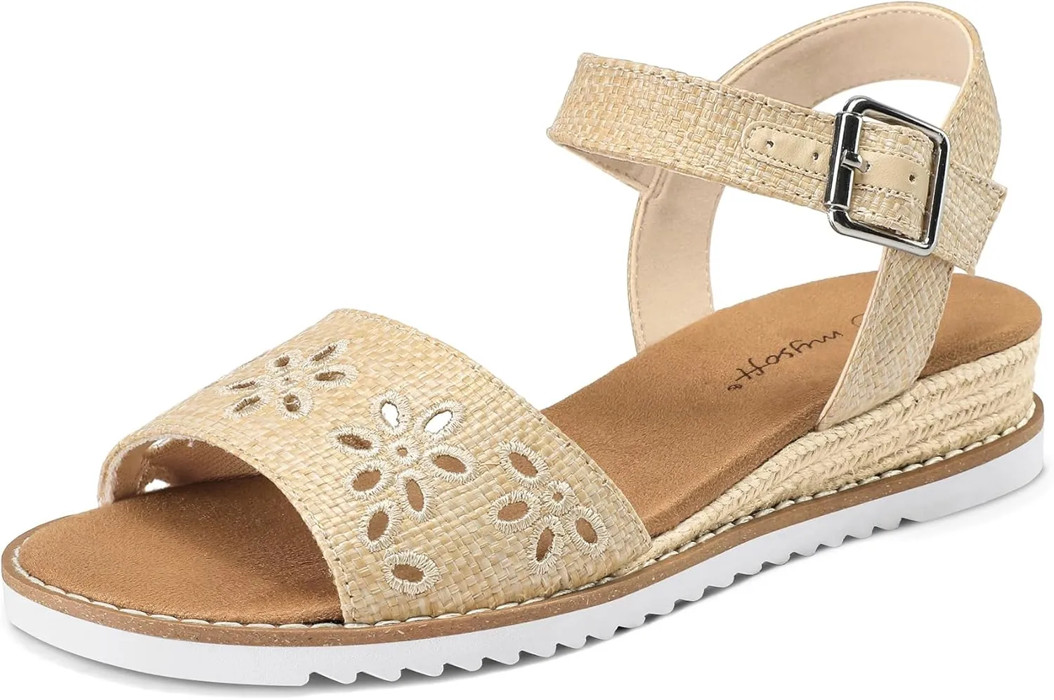 mysoft Women's Comfortable Wedge Sandals Casual Espadrilles Ankle Strap Open Toe Walking Summer Shoes