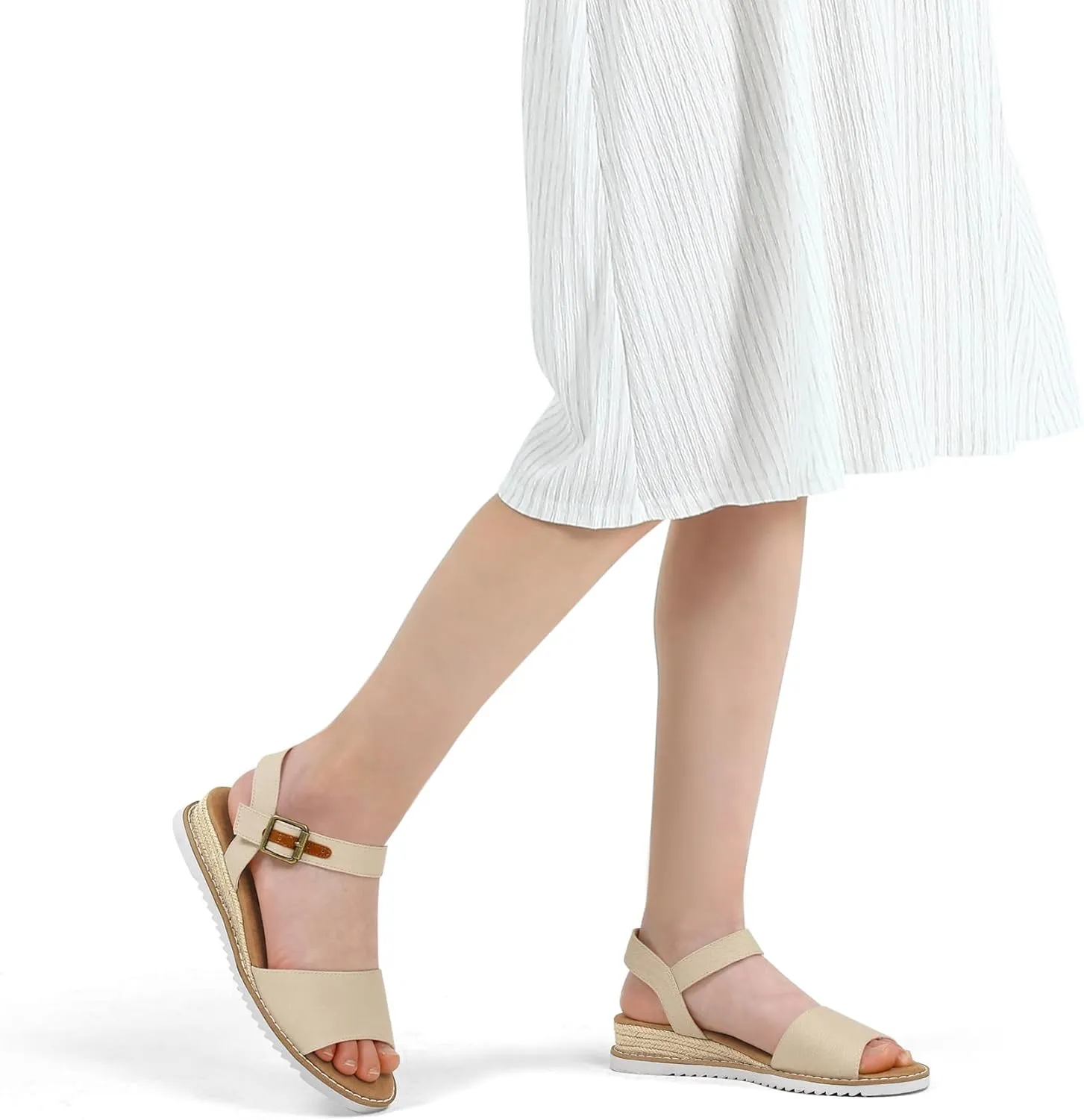 mysoft Women's Espadrilles Wedge Sandals Open Toe Ankle Strap Comfortable Casual Summer Walking Shoes