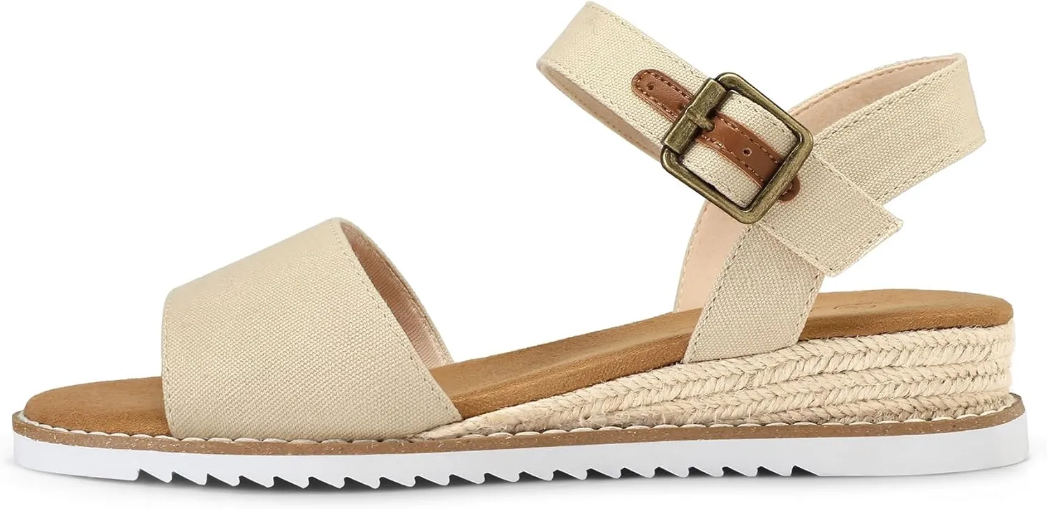mysoft Women's Espadrilles Wedge Sandals Open Toe Ankle Strap Comfortable Casual Summer Walking Shoes