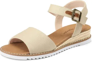 mysoft Women's Espadrilles Wedge Sandals Open Toe Ankle Strap Comfortable Casual Summer Walking Shoes