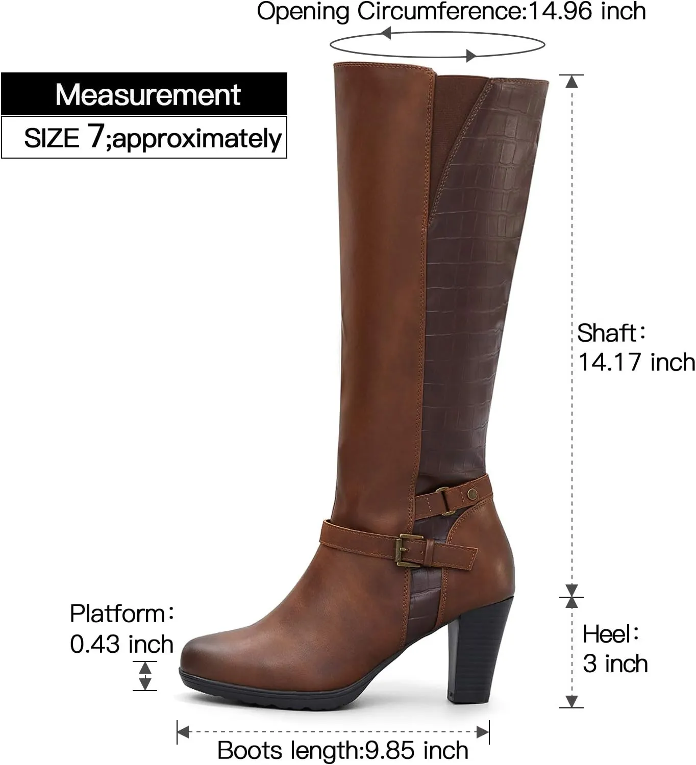 mysoft Women's Knee High Boots Chunky Heel Boots with Zipper