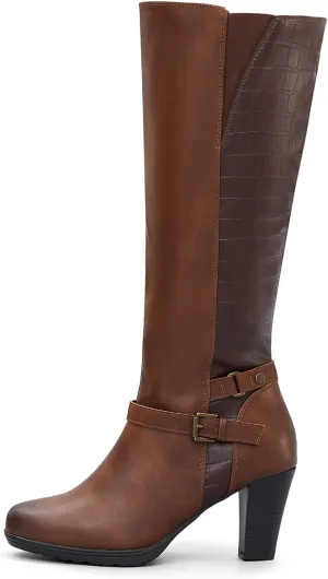 mysoft Women's Knee High Boots Chunky Heel Boots with Zipper
